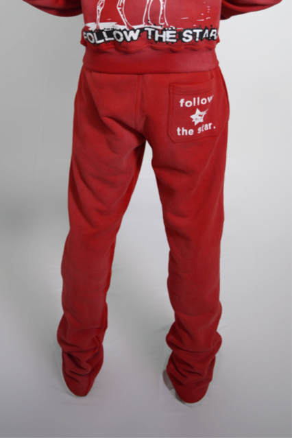 Follow the Star Premium Sweatpants - Washed Red