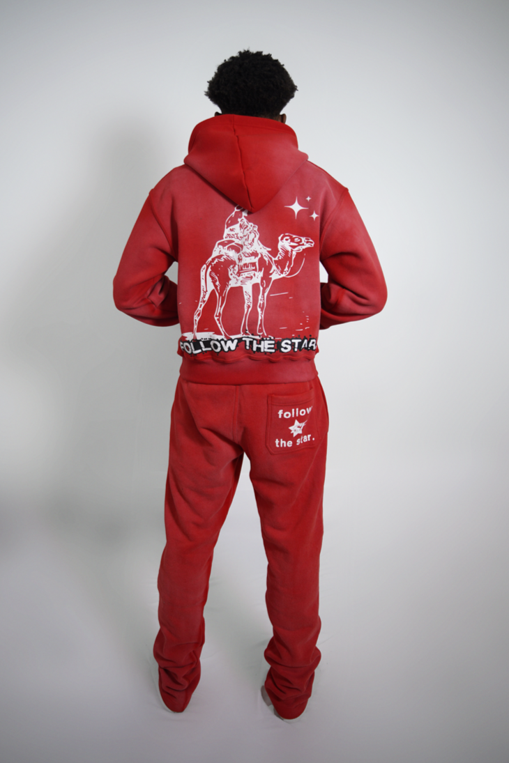 Follow the Star Premium Hoodie - Washed Red