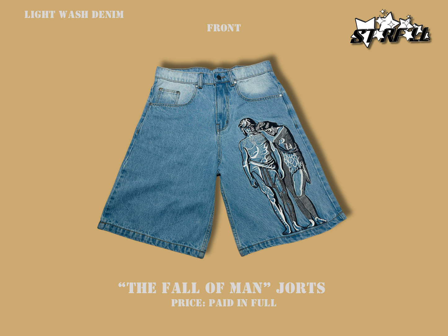 "The Fall of Man" Jorts - Blue