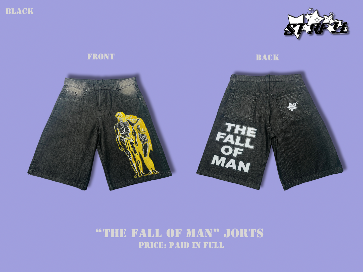 "The Fall of Man" Jorts - Black