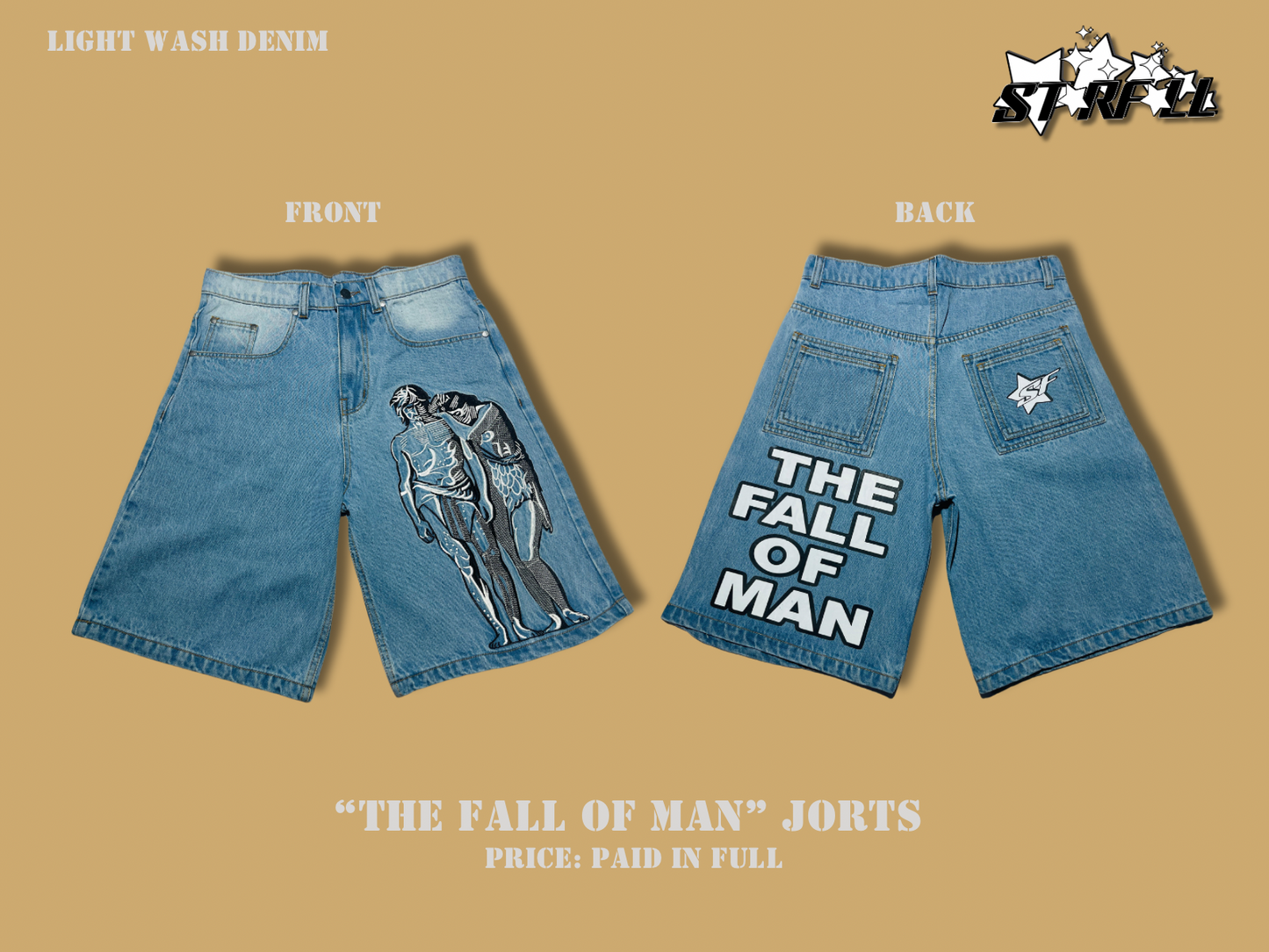 "The Fall of Man" Jorts - Blue