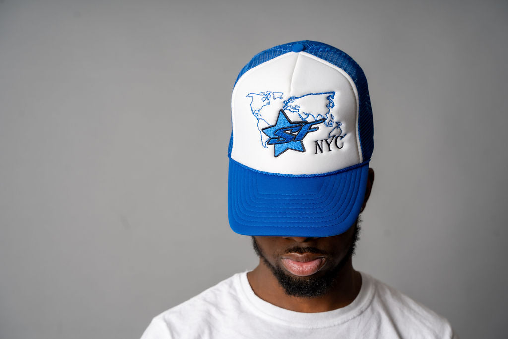 Electric Blue Starfall Map Trucker Hat