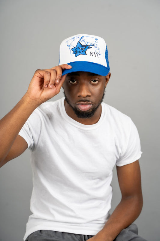 Electric Blue Starfall Map Trucker Hat